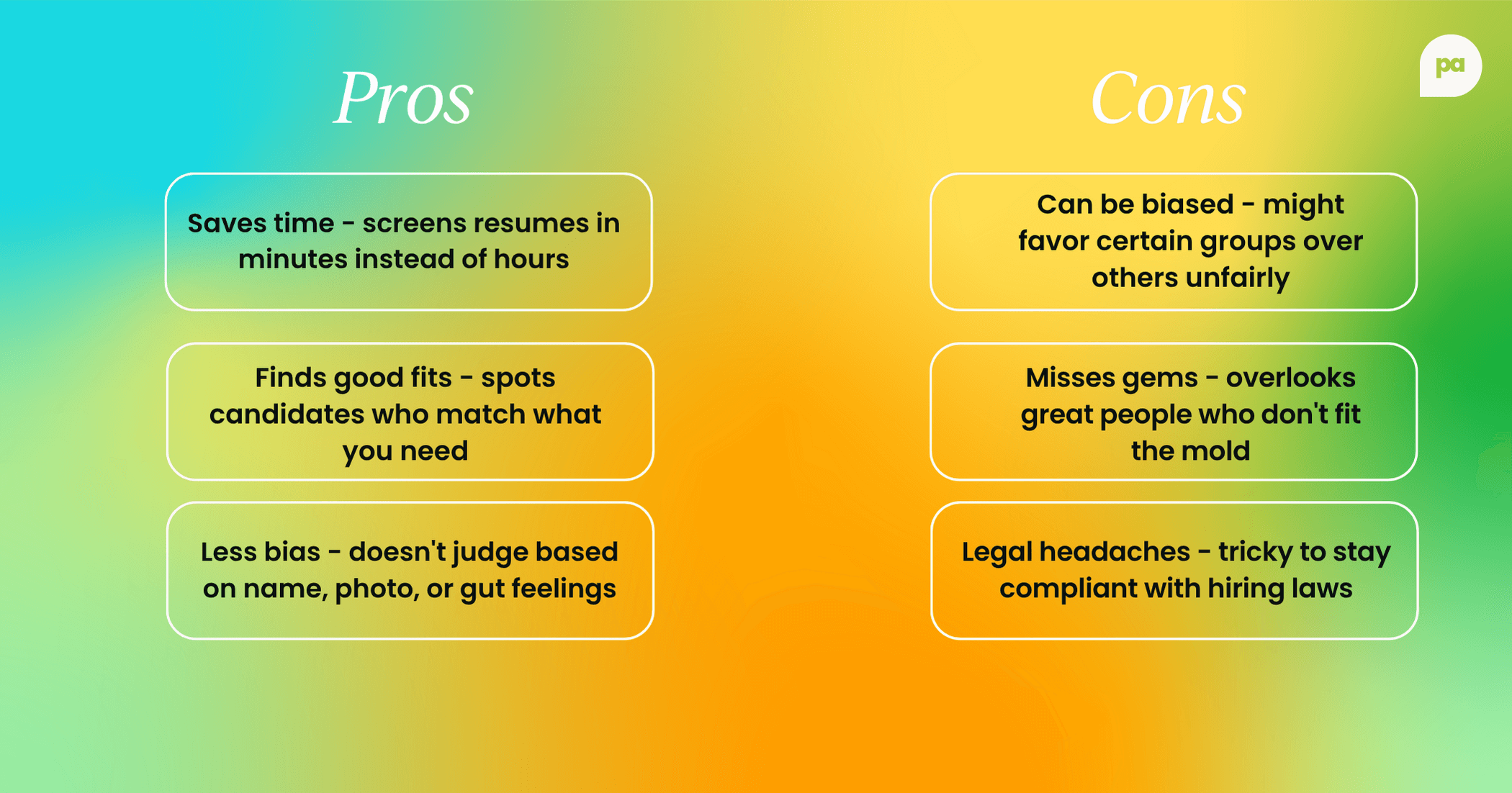 Pros and cons of using AI in recruitment