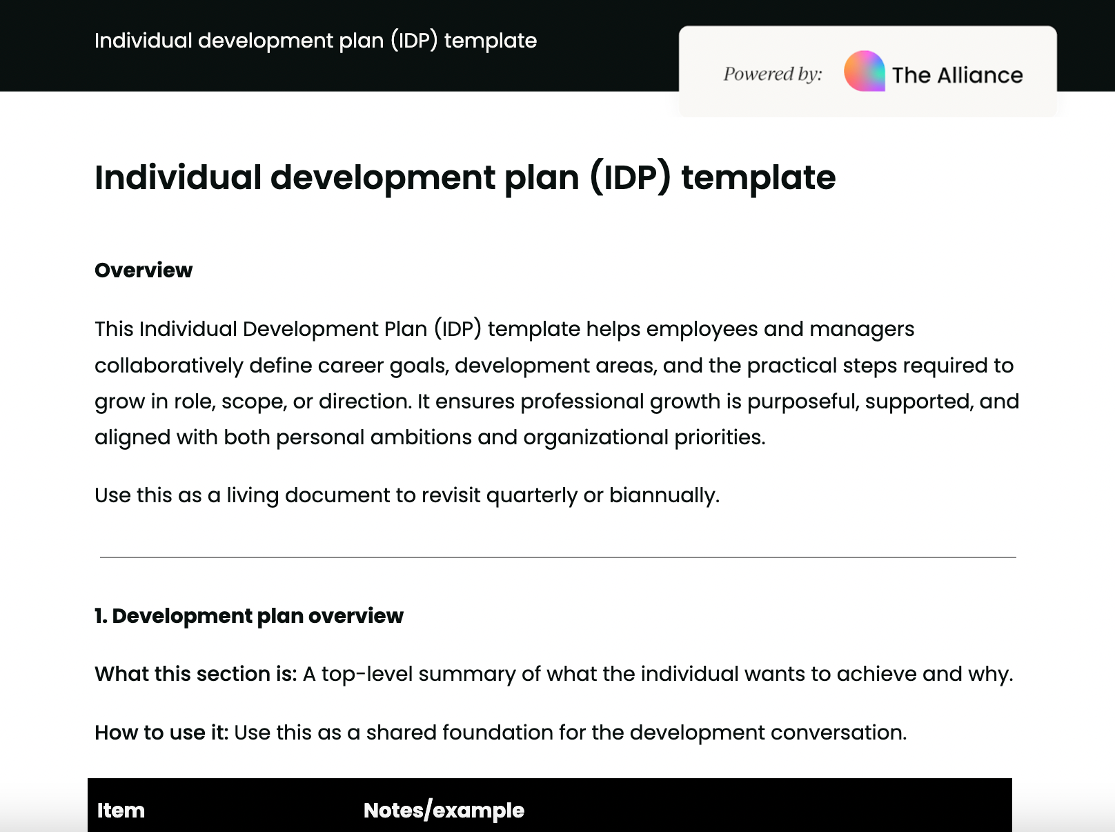individual development plan (IDP) template preview image