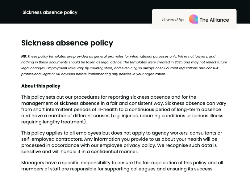 Sickness absence policy